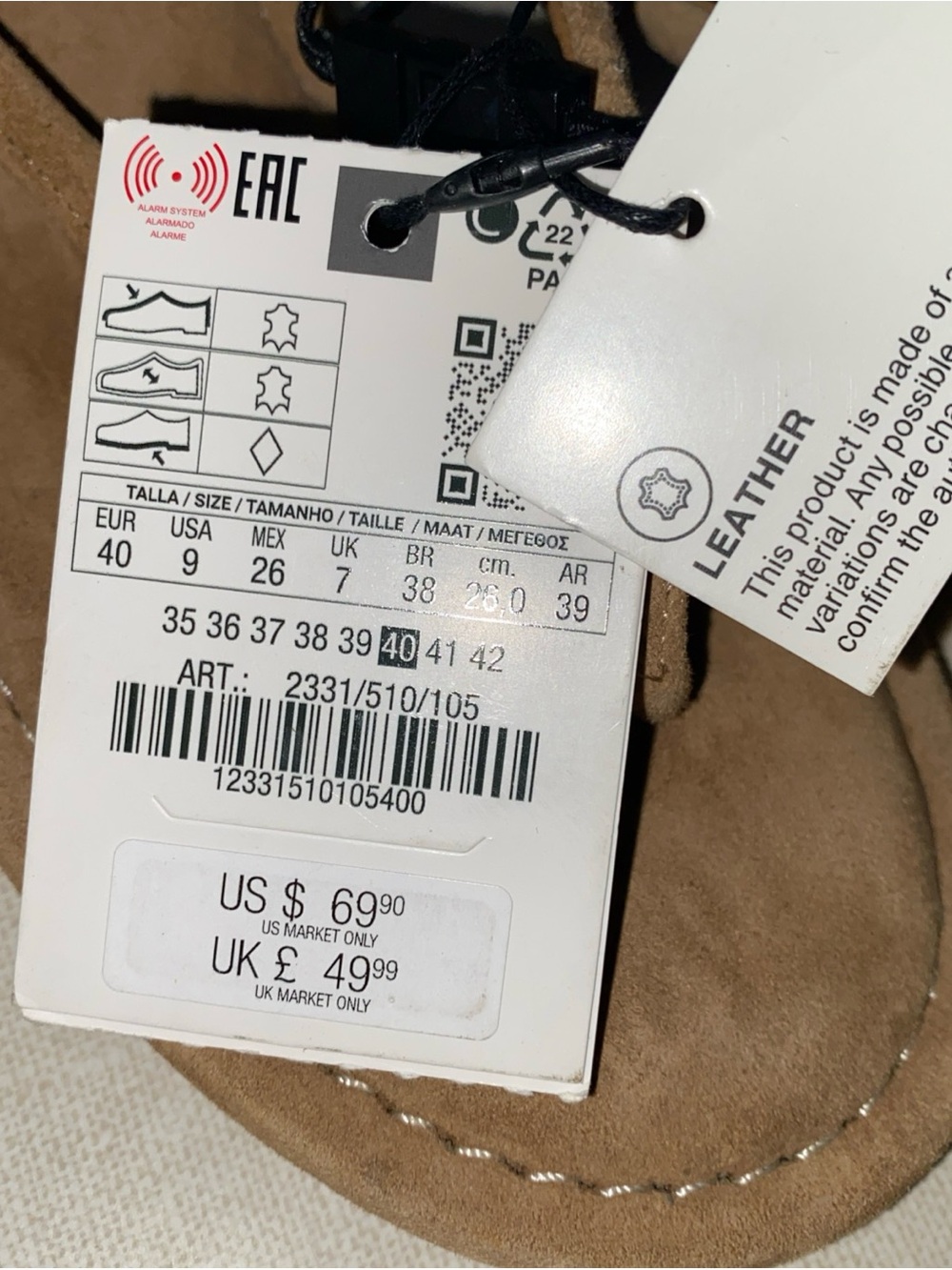 Zara Kitty Heels Sandals Euro 40 US 9 Tan Light Brown Leather NWT - Picture 11 of 16